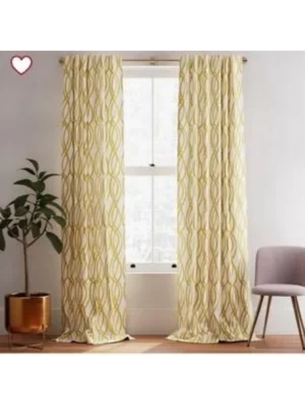 West Elm Yellow Geometric Curtain Panels